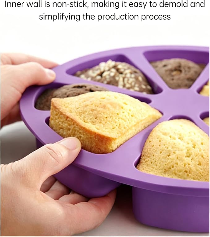 Silicone Dessert Mold Silicone Cake Mold Baking 8 Cavity Non Stick Multipurpose Baking Pan Easy Release Flexible with 8 Connected Cavities for Cakes Bread Chocolate Pizza (Purple) - Image 4