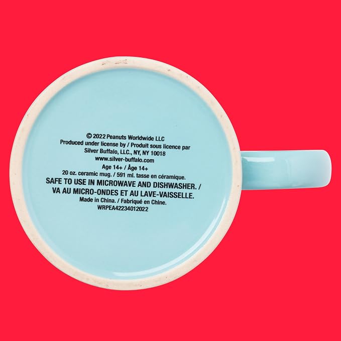 Silver Buffalo Peanuts Snoopy and Woodstock on House, Ceramic Mug, 20oz | Blue Dot Background, Coffee Cup, 0.59 Liters - Image 7