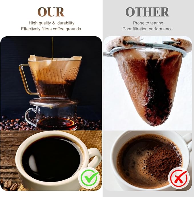 240 Count #2 Coffee Filtets 2-4 Cup, Premiun Unbleached Natural Coffee Paper Filters, No Blowout, Disposable Coffee Filter Cone Paper for Pour Over and Drip Coffee Maker