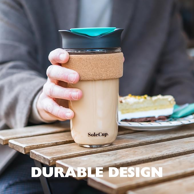 Large Travel Mug - Reusable Insulated Coffee Mug - 18oz/530ml BPA-Free Hot Drink Travel Mug with Lid & Cork Band (Red, 18oz)