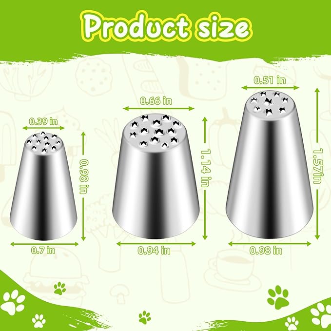 Suuker 3 Pieces Grass Piping Tips Set,Cake Decorating Tips, Frosting Icing Tips for Cupcakes, Cake, Cookie and Decorating（233 234 29）