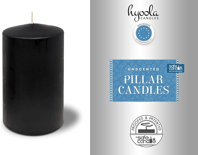 Hyoola Black Pillar Candles 2x4 Inch - 4 Pack Unscented Pillar Candles - European Made - Image 5