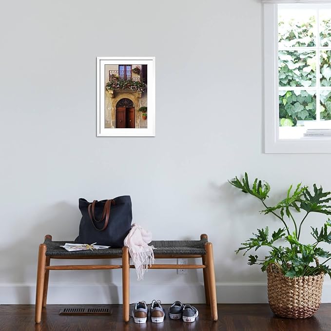 ART.COM Wall Photo Balcony Flowers and Doorway in Pienza Tuscany Italy on White Frame by Julian Castle, 17" x 23" - Image 3