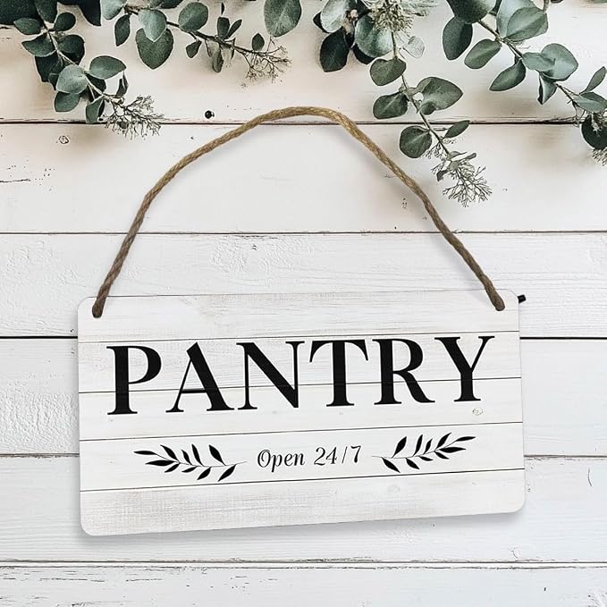 Pantry Sign Rustic Wall Art Print Wooden Signs Funny Home Decor Vintage Poster Retro Hanging Plaque for Farmhouse Kitchen Cafe Bar Grocery Coffee Corner 10x5 Inch (Simple Gray White Wood Grain) - Image 4