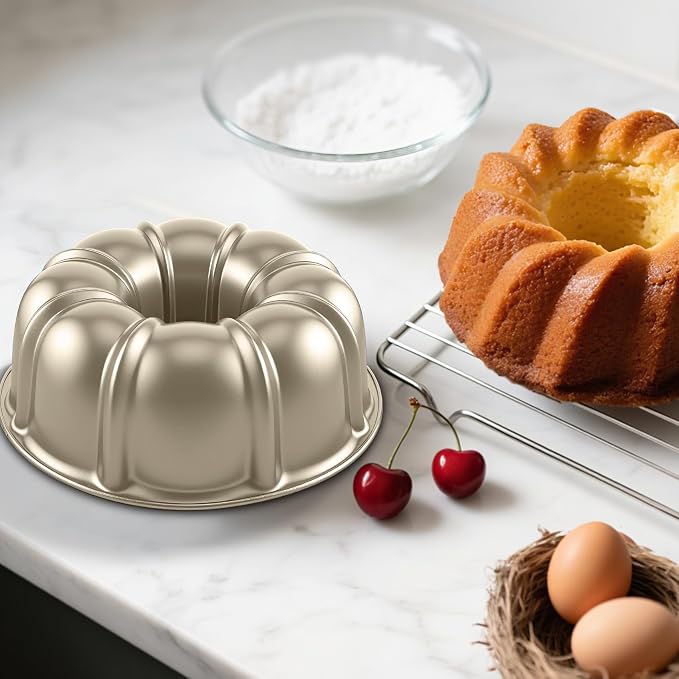 10” Cake Pan 2-PACK, Nonstick Round Cake Baking Pan, Buntz Pound Cake Mold,Tube Bakeware,Baking Mold for Jello/Gelatin/Chocoflan/Flan, Non Toxic, Easy Clean - Black - Image 7