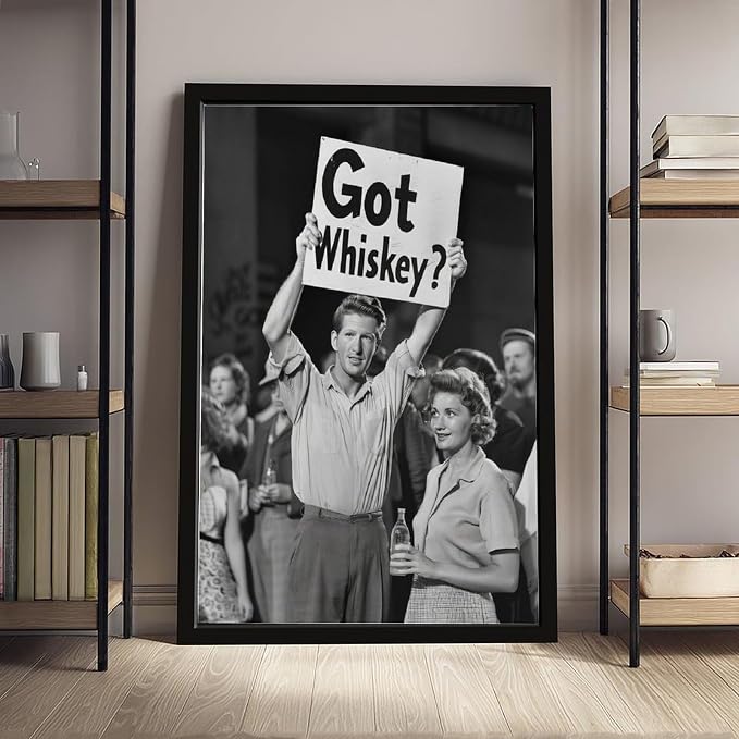 UXCBIA Got Whiskey, Black And White, Alcohol Speakeasy Poster, Prohibition, Protest Art Canvas Poster Bedroom Decor Sports Landscape Office Room Decor Gift Black Frame 20x30in(50x75cm) - Image 4