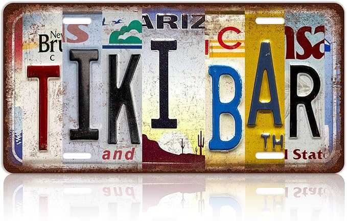 Vintage Tiki Bar Metal Tin Sign License Plate Wall Decor 12 x 6 Inches by MTsigns