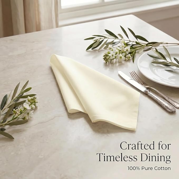 Urban Villa Cloth Napkins Cotton 20x20 (Set of 12) Ivory - Image 8