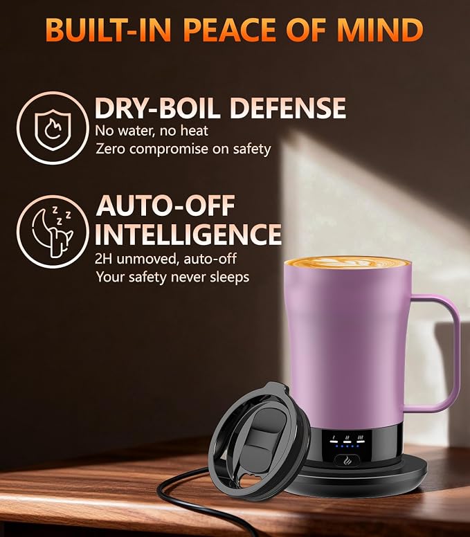 Self-Heating Coffee Mug, 14oz Heated Coffee Mug - Rechargeable Temperature Control Coffee Mug Keep Coffee Hot, Smart Mug Great Gift for Coffee Lovers & Slow Sippers - Image 5
