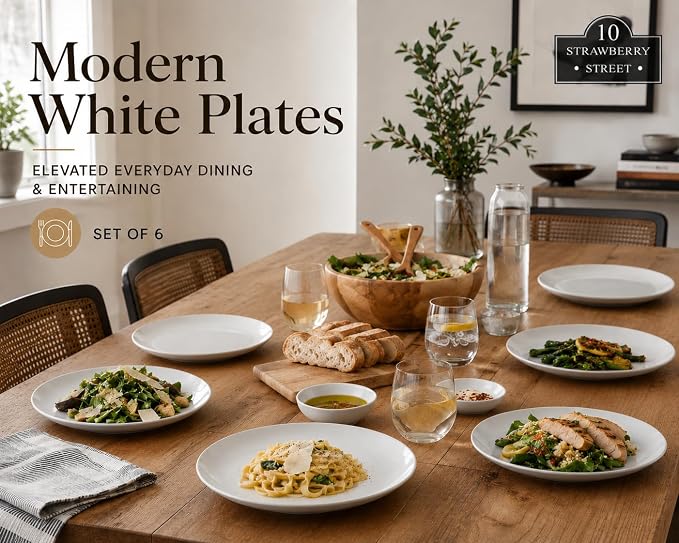 10 Strawberry Street Simply White 10.5" Coupe Dinner Plate, Set of 6 - Image 2