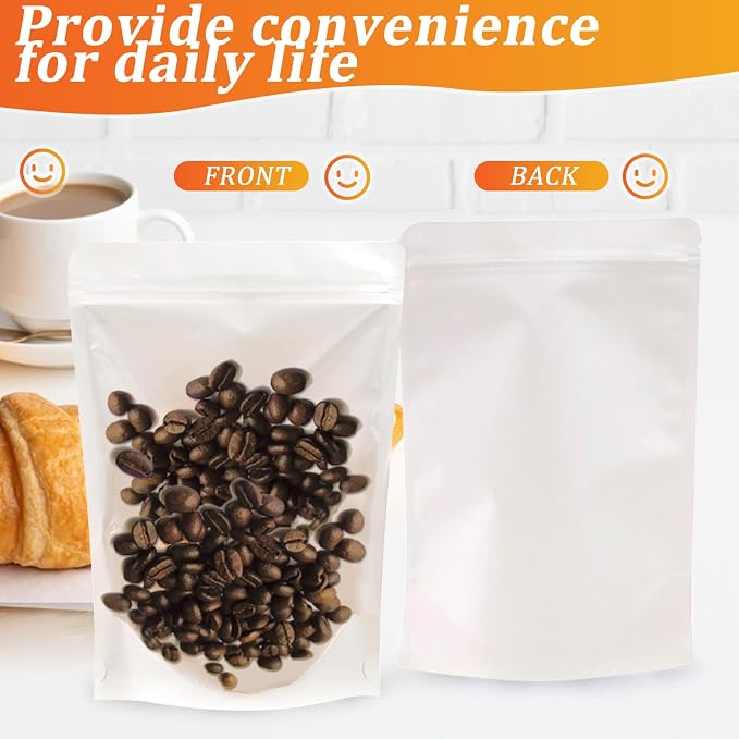 100 PCS Resealable Packaging Bags for Small Business，Kraft Bags With Window Clear Fornt Heat Seal Sealable 3.5"X5.5"Paper Zipper Stand Up Pouches Nut Bag Coffee Cookie Herb Food Bakery Storage - Image 6