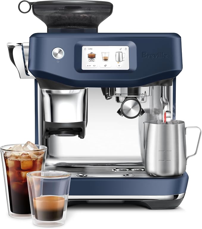 Breville BES881DBL Barista Touch Impress, Damson Blue | Enjoy cold extraction functionality for cold brew beverages with this semi-automatic espresso machine with built-in grinder by Unknown