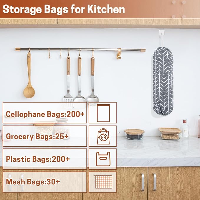 SWISSELITE 1Pcs Plastic Bag Holder, Reusable Plastic Bag Organizer | Wall Mount, Large Grocery Bag Storage Dispenser, 22x9 IN - Image 4
