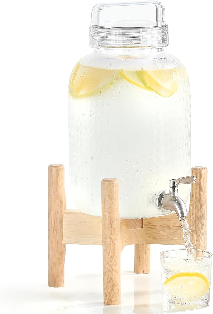 EGGKITPO 1.5 Gallon Polycarbonate Drink Dispensers for Parties 304 Stainless Steel Spigot Lemonade Dispenser with Stand Holloween Water Dispenser for Wedding Sun Tea Jar Laundry Detergent BPF FREE