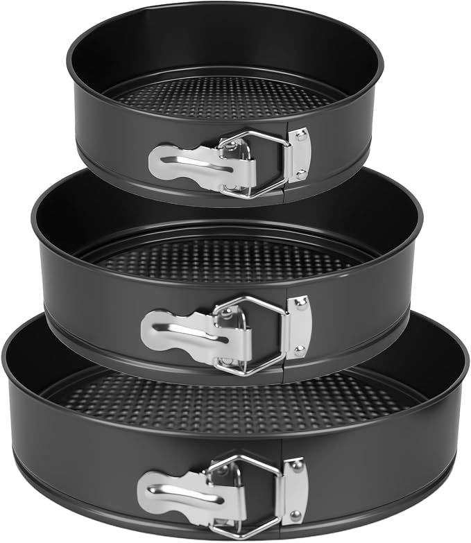 Springform Pan Set of 3 (7"/9"/11") - Non-Stick Cheesecake Pans with Removable Bottom, Round Baking Molds for Cheesecake, Pie, Desserts & More - Baking Bakeware Set by Unknown