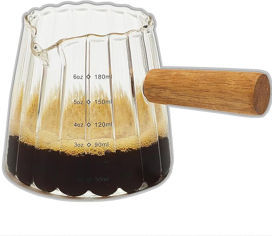 TIWPAJS Espresso Cups 6OZ, Espresso Accessories, Expresso Shots Cup, Espresso Shot Glass with V-Shaped Mouth, Ribbed Milk Frothing Pitcher, Glass Measuring Cup by TIWPAJS