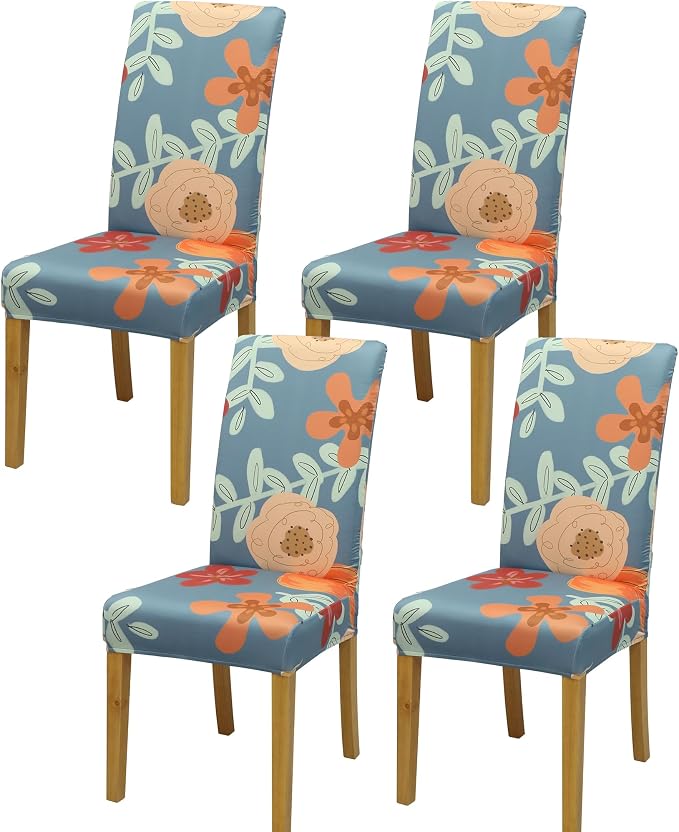 Dining Chair Covers, Stretch Seat Covers, Washable Furniture Protector | 4 Pack, Washable, Stretch Fit, Soft, Non Slip, Dining Chair Covers, Seat Protector, Furniture Cover,Easy Clean by BIETYONE
