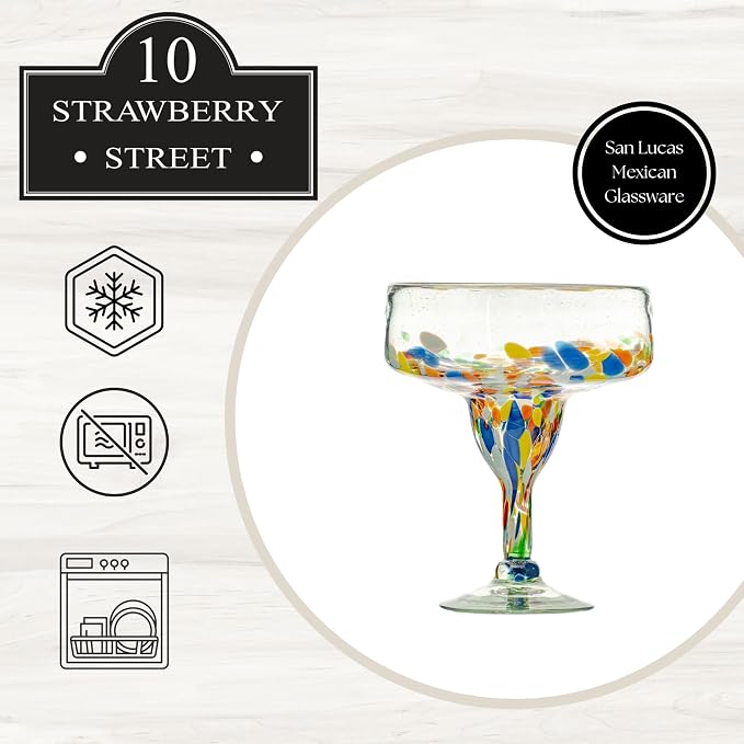 10 Strawberry Street San Lucas Mexican Glassware, Margarita, Set of 4 - Image 5