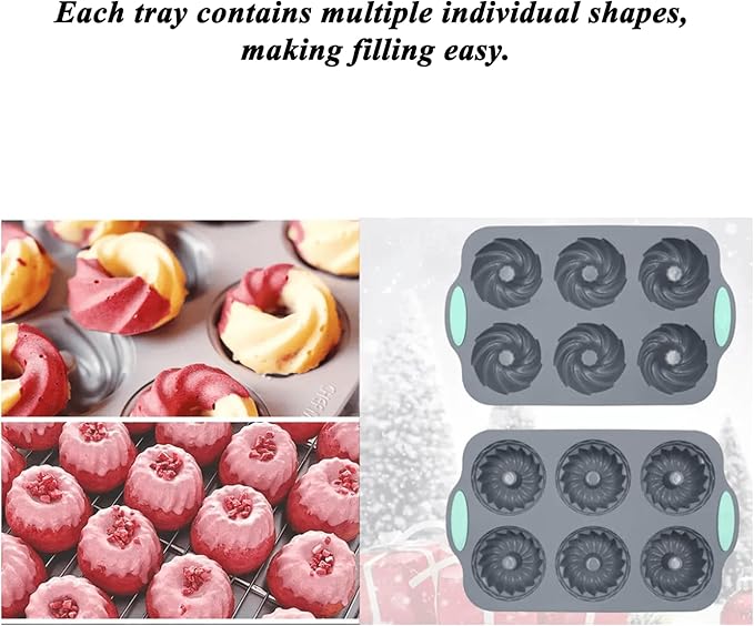 Wreath Ice Mold, Christmas Wreath Ice Mold, Holiday Christmas Shaped Silicone Ice Cube Making Trays/Molds, 6 Hole Silicone DIY Molds Suitable for Ice Cubes, Cakes, Soap (3PCS)