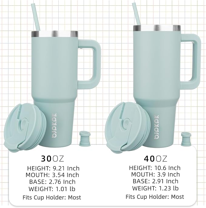 BJPKPK 30 oz Insulated Tumbler with Handle & Straw, Stainless Steel | Double Wall Vacuum Insulation, Leak Proof, BPA Free, Dishwasher Safe, Cupholder Friendly, Travel & Outdoor, Blue Haze - Image 4