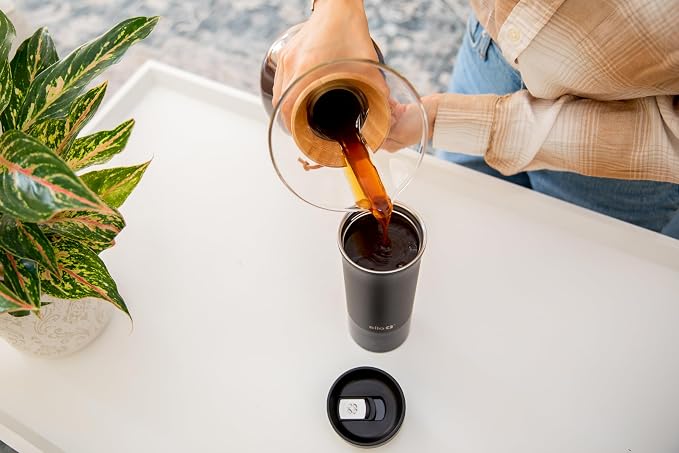 Ello Miri 16oz Insulated Stainless Steel Travel Mug with Slider Lid, Black Marble - Image 6