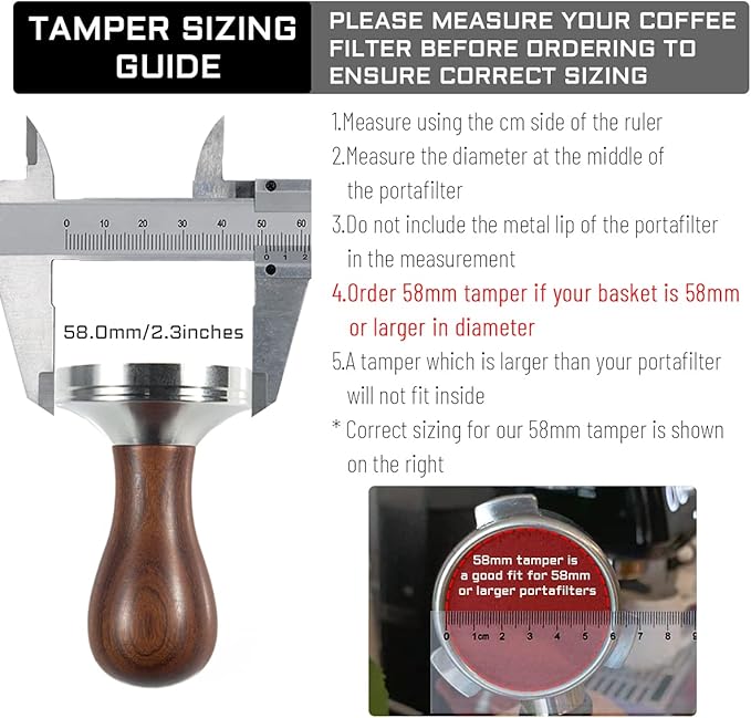 Coffee Tamper Espresso Press with Tamper Mat 304 Stainless Steel Flat Base Wooden Handle for Coffee Grounds Barista Espresso Machines Accessory (58MM)