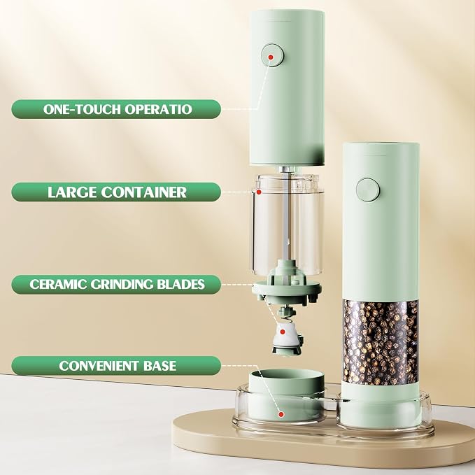 Electric Salt and Pepper Grinder Set Automatic Battery Pepper Mill Shakers Adjustable Coarseness Upgraded Larger Capacity with Led Home and Kitchen Appliances Birthday Gifts for Women Mom - Image 7