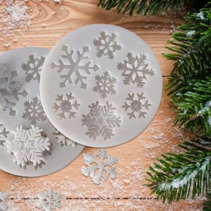 1 Pcs Christmas Chocolate Silicone Molds Snowflake Shape Non-Stick Round Baking Molds for Mini Cake Chocolate Fondant Pudding Jelly Mousse Muffin Top Dessert Making