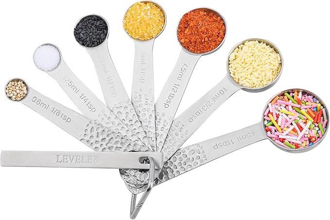 Measuring Cups and Spoons Set 14, 18/8 Stainless Steel Measuring Cups and Spoons Set for Baking & Kitchen, Metric & US Measure 6 Cups & 7 Spoons with Leveler
