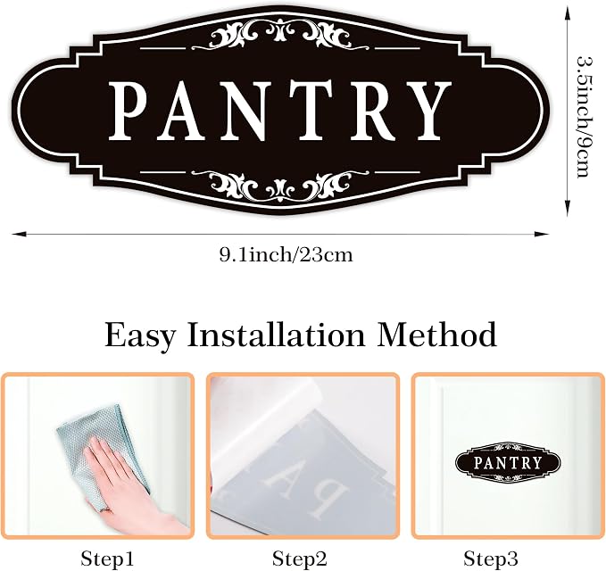Pantry Door Sign Sticker for Kitchen, 9x3.5IN Self-adhesive Black | Farmhouse Pantry Decor for Home,Waterproof Vinyl Food Storage Decals for House Area, Glass/Wooden Door, Restaurant - Image 2
