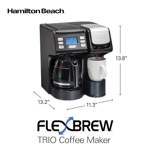 Hamilton Beach FlexBrew Trio 2-Way Drip & Single Serve Coffee Maker | Single Serve Coffee Maker & 12 Cup Coffee Maker | Compatible With K-Cups, Pods or Grounds | Fast Brewing | Black | 49902JN - Image 8