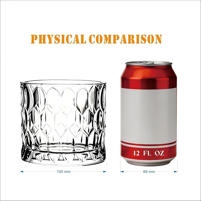 Large Whiskey Glasses 17 oz, Gifts for Men Large Crystal Old Fashioned Tumblers with Heavy Base, Unique Diamond Pattern Glassware Set for Bourbon Scotch Drinks, 500ml 1-Pcs - Image 2