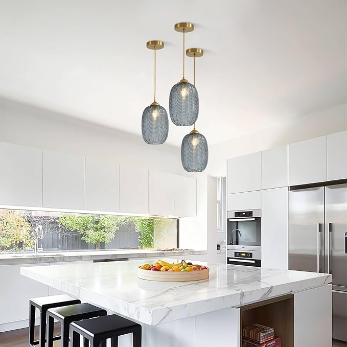 KCO Lighting Smoked Glass Globe Pendant Light Antique Gold Pendant Lights Nordic Blown Glass Pendant Light Single Hanging Light Fixture Mid Century Modern Entry Lighting - Image 6