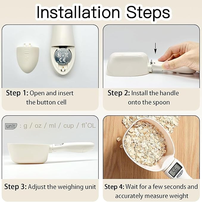 2025 New Digital Measuring Spoon, Digital Food Measuring Scoop Scale - Electronic Kitchen Measuring Spoon Scale for Cooking Baking