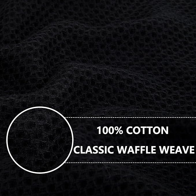 Homaxy 100% Cotton Waffle Weave Kitchen Dish Towels 18-Pack, Black | 13 x 28 Inches, Ultra Soft Absorbent Dish Towels, Quick Drying Cleaning Towels - Image 2