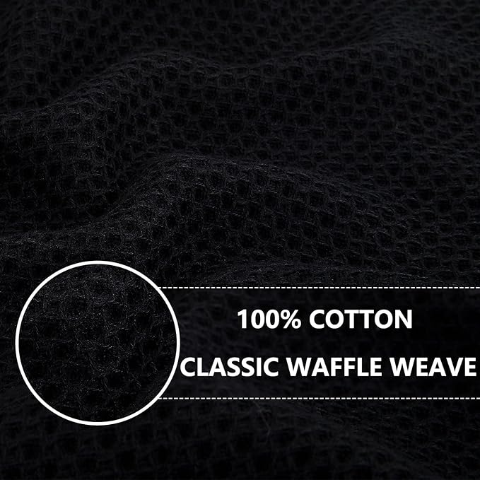 Homaxy 100% Cotton Waffle Weave Kitchen Dish Towels 24-Pack, Black | 13 x 28 Inches, Ultra Soft Absorbent Dish Towels, Quick Drying Cleaning Towels - Image 2