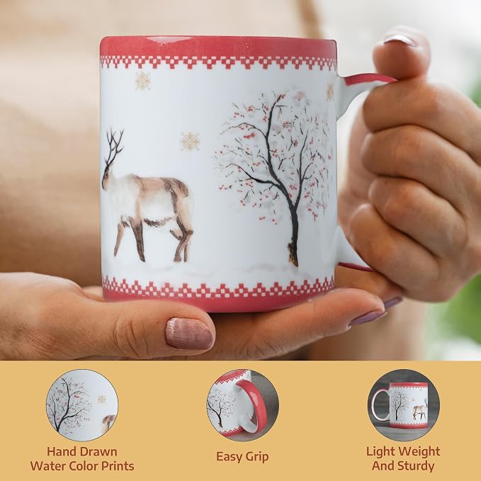 Maison d' Hermine Coffee Mug with Handles Tea Cups (12 Ounce, Pack of 1) | Fine Bone China Coffee Mugs for Hot Beverages Cappuccino Latte Home Restaurant Spring Summer -Rural Christmas - Gotaland - Image 5