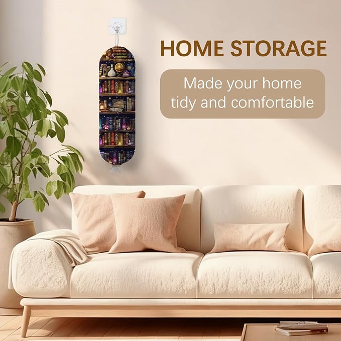 Magic Bookshelf Plastic Bag Holder Dispenser, Plastic Grocery Bag Organizer & Wall Mount Paper Trash Bags Saver Storage for Kitchen Home Pantry Decor, Kitchen Decor Shopping Bags Storage Dispenser - Image 9