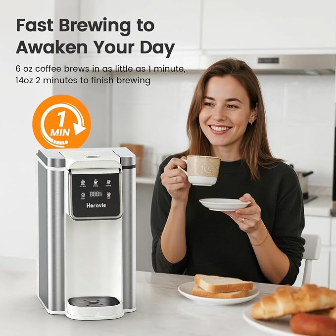 Single Serve Coffee Maker for K-Cup Pod & Ground, Hot & Iced Coffee Maker | Strong Button Feature, 6 to 14oz Brew Sizes, 50oz Removable Reservoir, Fit 6.5" Mugs, Stainless Steel, White - Image 4