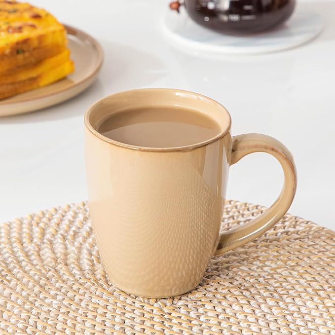 vancasso PLAYA Ceramic Coffee Mug Set of 6, 16 Oz Tea Cups with Handle for Latte, Tea, Cappuccino, Milk, Cocoa, Microwave&Dishwasher Safe, Brown - Image 6