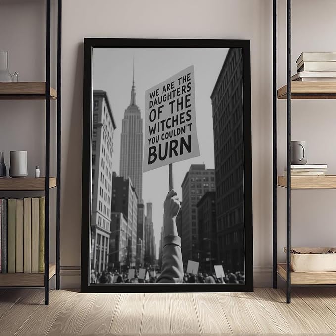 We Are The Daughters , Feminist Protest , Activist , Retro Black And White Poster Canvas Poster Wall Art Decor Print Picture Paintings for Living Room Bedroom Decoration Black Frame 20x30in(50x75cm) - Image 4