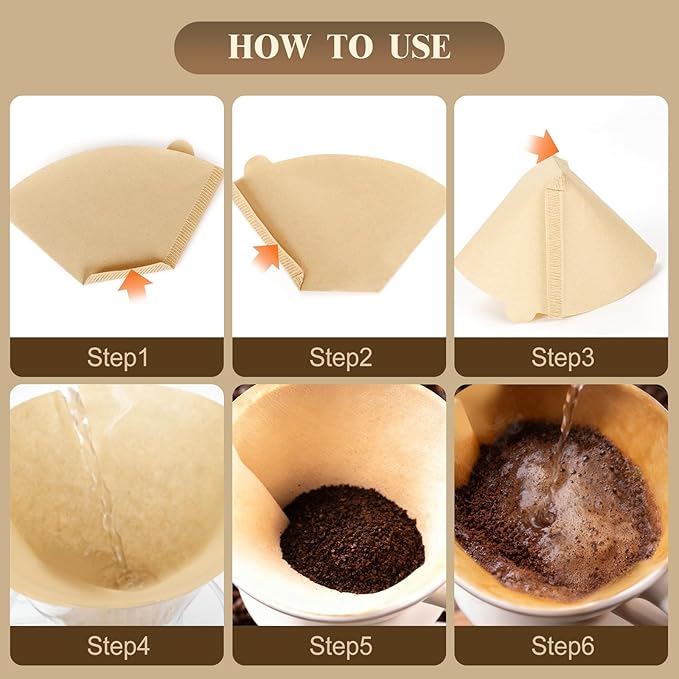 240 Count #2 Coffee Filtets 2-4 Cup, Premiun Unbleached Natural Coffee Paper Filters, No Blowout, Disposable Coffee Filter Cone Paper for Pour Over and Drip Coffee Maker