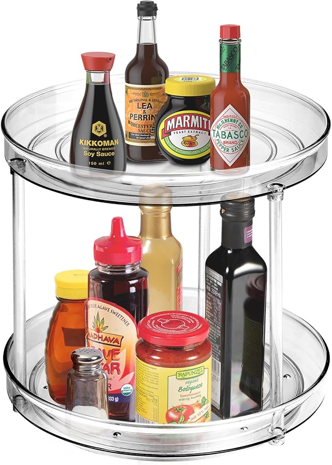 Amolliar Lazy Susan Organizer, 2 Tier 9 Inch, Rotating Turntable Organizer | Lazy Susan for Cabinet Fridge, Pantry Organizer, Spice Rack Condiment Organizer for Kitchen, Countertop Bathroom Vanity Tray by Amolliar