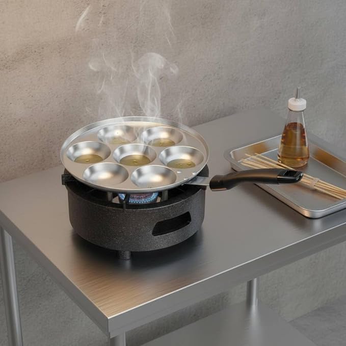 Cake Aluminum Alloy Nonstick Round Frying Pan Seven Hole Ergonomic Handle for Making Pancakes Snacks Suitable for Cooking - Image 4