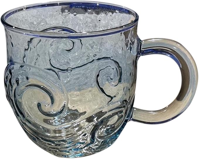 Design glass-Cup – 300ml Transparent Coffee Mug, Heat Resistant Water Mug, Ergonomic Handle Drinkware | Modern glass-for Iced Coffee, Tea, Juice | Perfect for Home, Bar, Office, Gifting