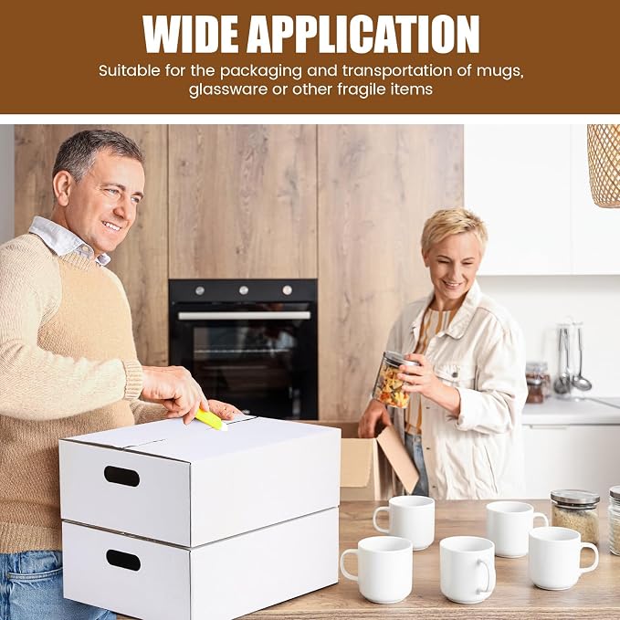 MotiMind 2 Sets Mug Moving Boxes with Divider Kits 17 x 13 x 6 Inches Mug Packing Shipping Box Kitchen Moving Boxes Storage Carrier with 18 Pcs Foam Pouches and Handles for Glasses Cup Wine Packing - Image 7