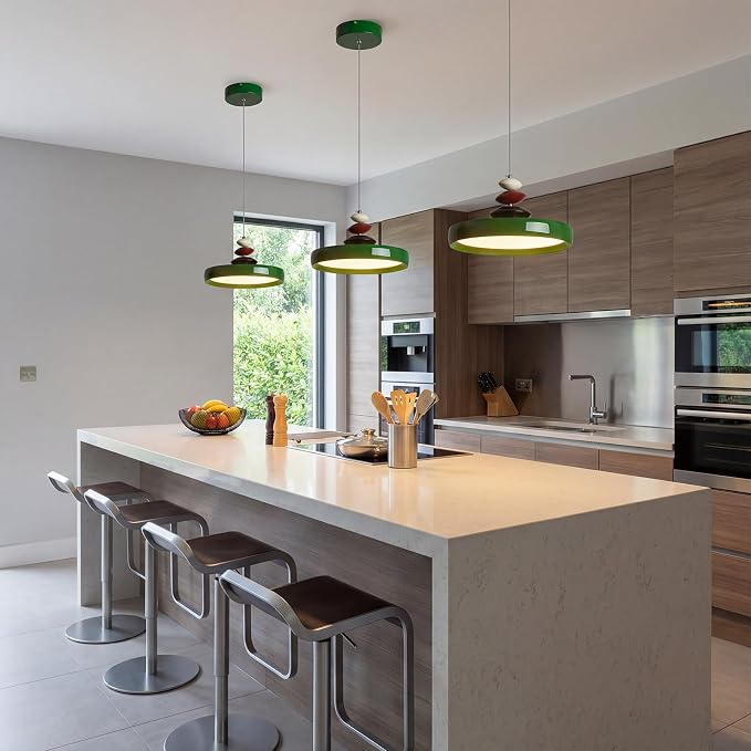 Modern Pendant Lights,Green 12" LED Pendant Lighting Fixture with Remote Control Dimmable 3 Color Mode & Brightness, Adjustable Hanging Lamp for Kitchen Dining Room Bedroom Kitchen Island - Image 5