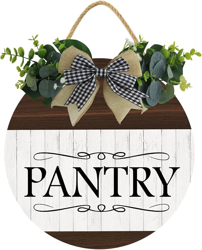 KPSheng Pantry Sign Pantry Wall Decor Farmhouse Pantry Sign Wooden Rustic Pantry Sign Retro Pantry Hanging Sign Wooden Art Printed Decor for Home Pantry Room Holiday Decoration 11in by KPSheng