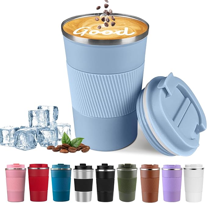 Insulated Travel Coffee Mug, Stainless Steel Coffee Cup with Leakproof Lid | Double-wall insulation keeps drinks hot or cold for hours, with a leakproof lid and portable stainless steel design by YINBAOGE