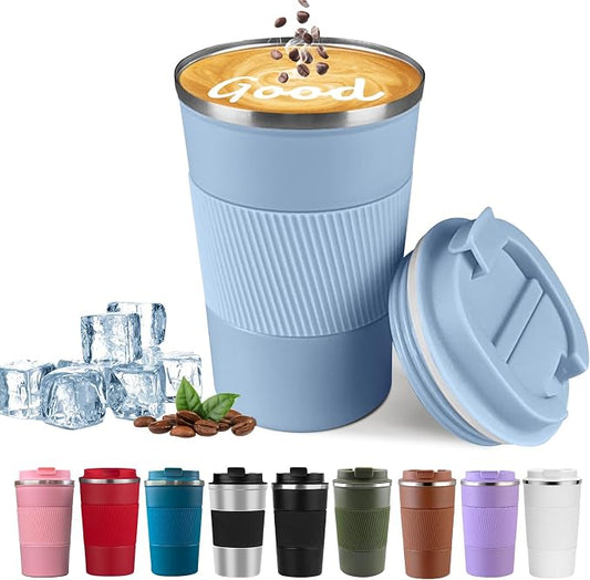 Insulated Travel Coffee Mug, Stainless Steel Coffee Cup with Leakproof Lid | Double-wall insulation keeps drinks hot or cold for hours, with a leakproof lid and portable stainless steel design by YINBAOGE